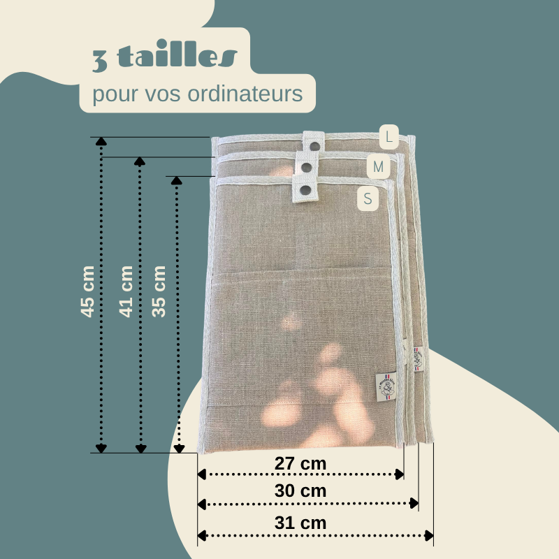Charly – Housse d'ordinateur naturelle en laine, lin et chanvre